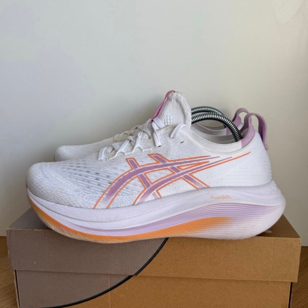 Asics Gel Nimbus 27 ‘White Light Ube’ Women Running Sneakers - SZ 10 .5 Wide - Picture 4 of 13